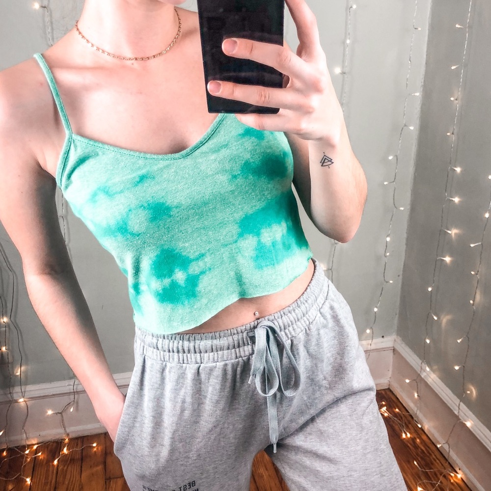 Green Tie Dye Crop Top Tank